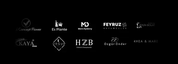 Mohac Medya client logos — trusted by businesses across UK, Europe, Turkey and Saudi Arabia including Concept Flower, Es Plante, Mars Dywany, Feyruz, Aylin Bolat, Kaya, Ürgüp, HZB, Özgür Önder, Rhea & Mare
